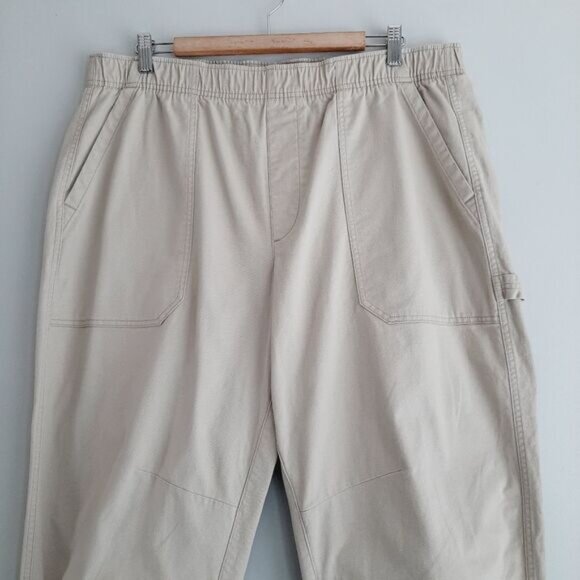 OLD NAVY | Utility Pull-On Elastic Waist Casual Crop Pants Beige Sz XL Flawed - Picture 3 of 12